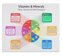 Daily Vitamins and Minerals Poster Nutrition Education Health Chart Canvas Wall Art for Kitchen Library(Framed,12x18inch(30x45cm))