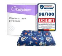 Dailydream Manta Pesada para niños, 90 x 120 cm, 2,5 kg, diseño de Espacio, de algodón 100%, Relleno de Perlas de Cristal, Manta terapéutica para Peso Corporal 20-35 kg