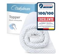 Dailydream Topper Viscoelástico 160x200 cm, Memory Foam, 5 cm de Alto | Edición Cool Touch, sobrecolchón viscoelástico con funda refrescante, base antideslizante y correas elásticas.