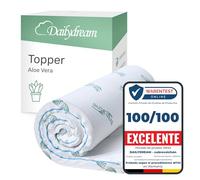 Dailydream Topper viscoelástico para colchón de 140x200, Grosor 5cm, Sobrecolchón Memory Foam, Edition Aloe Vera, Model M, Cubrecolchón de Espuma, Espuma viscoelástica, Espuma Memoria, Topper Sofa