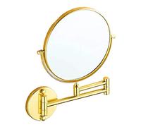 dailymall 1x / 3x Espejo De Maquillaje De Doble Cara Montado En La Pared Con Aumento, Espejo De Doble Cara Con ángulo Ajustable Para Tocador De Baño - Dorado