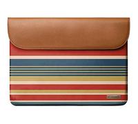 DailyObjects Funda para MacBook Pro de 15" | Cuero sintético rojo mostaza a rayas para portátiles con forro interior de polialgodón suave | Cierre de solapa y botón
