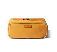 DailyObjects - Kit de doble pliegue Voyager amarillo mostaza | lienzo de algodón, unisex, doble compartimento con tiradores de cuero auténtico, estampados de lunares, bolsas de estilo de vida