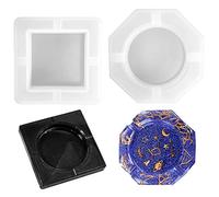 Daimay Juego de 2 moldes de resina para cenicero Ashtray molde de silicona epoxi bricolaje resina sintética moho silicona resina Casting Kit cuadrados Rhambus medio moldes de resina sintética
