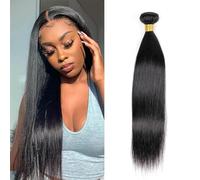 DaiMer 10 A Paquetes de Cabello Humano Sedoso para Mujeres Negras - 10 Pulgadas, 100% Sin Procesar, Brasileño, Natural, Negro