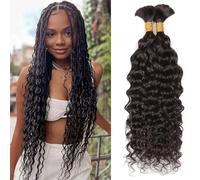 DaiMer 2 paquetes de cabello humano de 100 g de pelo humano ondulado de agua para trenzas de agua onduladas, pelo humano a granel, pelo virgen para trenzas bohemias, color natural húmedo y ondulado