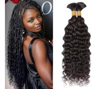 DaiMer 2 paquetes de cabello humano de 100 g de pelo humano ondulado de agua para trenzas de agua onduladas, pelo humano a granel, pelo virgen para trenzas bohemias, color natural húmedo y ondulado