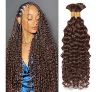 DaiMer Cabello humano de 20 pulgadas, 20 pulgadas, para trenzas, 2 paquetes/paquete de 100 g, 100 % sin procesar, cabello humano de Bilk, color marrón oscuro para trenzas bohemias (4#)