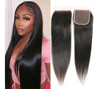 DaiMer Closure Straight Lace Closure Human Hair 10 Inch 4x4 Lace Closure 100% Brazilian Virgin Human Hair Pre Plucked with Baby Hair Free Part