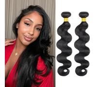 DaiMer Extensiones de cabello humano ondulado de 22 a 24 pulgadas, 12A, 100 % virgen sin procesar, 2 paquetes de extensiones de color natural