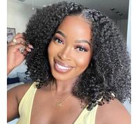 DaiMer Mongolian Afro Kinky Curly Bundles 100% Human Hair 10 10 10 Inch 4B 4C Afro Kinky Bulk Human Hair Bundles Unprocessed Virgin Hair Curly Weave Bundles for Women Natural Black