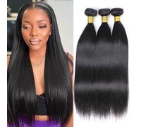 DaiMer Paquete de 3 paquetes de cabello humano 100 % sin procesar brasileño virgen de 14 16 18 pulgadas, extensiones de cabello humano, extensiones de cabello humano de doble trama de color natural
