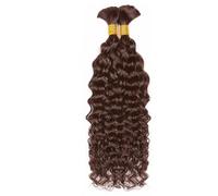 DaiMer Water Wave Bulk Human Hair for Boho Braids Human Braiding Hair No Weft Brazilian Water Wave Bulk DaiMer Brown Human Hair Extension for Boho Braids 4#, 2 paquetes de 100 g (1 paquete de 2
