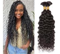 DaiMer Water Wave Bulk Human Hair for Braiding 2 paquetes de 100 g 22 pulgadas (1 paquete de 2 unidades) No Weft 10 A brasileño Virgin Curly Human Hair Extensiones para trenzas bohemias Wet and Wavy