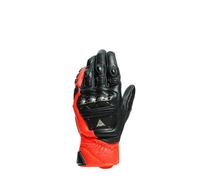 Dainese - 4-Stroke 2 Gloves, Guante de Moto Corto, Guante de Moto de Cuero, Protectores de Nudillos, Hombre, Negro/Rojo Fluo, XL