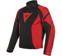 Dainese Air Crono 2 Tex Jacket, Chaqueta Moto Verano Ligera, Hombre, Negro/Rojo Lava/Rojo Lava, 48