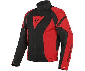 Dainese Air Crono 2 Tex Jacket, Chaqueta Moto Verano Ligera, Hombre, Negro/Rojo Lava/Rojo Lava, 50
