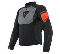 Dainese - Air Fast Tex Jacket, Chaqueta de Moto de Verano, Tejido QuickDry, Protecciones blandas en hombros y codos, Chaqueta de Moto para Hombre, Negro/Gris/Rojo Fluo, 44