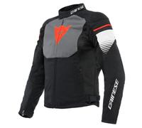 Dainese - Air Fast Tex Jacket, Chaqueta de Moto de Verano, Tejido QuickDry, Protecciones blandas en hombros y codos, Chaqueta de Moto para Hombre, Negro/Gris/Blanco, 48