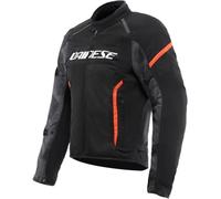 Dainese - Air Frame 3 Tex Jacket, Chaqueta de Moto de Verano, con Forro Cortavientos, Hombre, Negro/Negro/Rojo-Fluo, 56