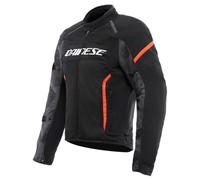 Dainese - Air Frame 3 Tex Jacket, Chaqueta de Moto de Verano, con Forro Cortavientos, Negro/Rojo-Fluo, 56
