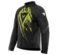Dainese - Air Graphics Tex Jacket, Chaqueta de Moto de Verano, Ventilada y Ligera, con Protectores Suaves en Hombros y Codos, Hombre, Negro/Amarillo Fluo Asfalto, 56