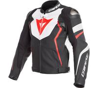 Dainese Avro 4 Chaqueta de cuero moto, negro-blanco-rojo, tamaño 44 para Hombres