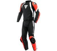 Dainese Avro 4 Traje de cuero para motocicleta de dos piezas, negro-blanco-rojo, tamaño 50