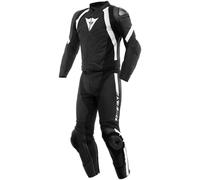 Dainese Avro 4 Mono de cuero para moto de 2 piezas, Negro/Blanco, Talla 128
