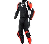 Dainese Avro 4 Tuta in pelle da moto in 2 pezzi, nero/rosso/bianco, 58