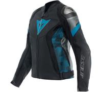 Dainese Avro 5 Chaqueta de cuero para damas, negro-azul, tamaño 38 para Mujer