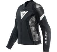 Dainese Avro 5 Chaqueta de cuero para damas, Negro/Blanco, Talla 40