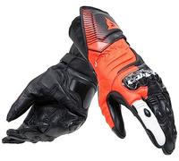 Dainese - Carbon 4 Long Gloves, Guantes Moto Largos, Deportivos, de Piel, Hombre, Negro/Rojo Flúo/Blanco, XXXL