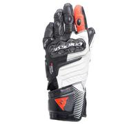 Dainese - Carbon 4 Long Lady Gloves, Guantes Moto Largos, Deportivos, en Piel, con Protecciones de Carbono en los Nudillos, Mujer, Negro/Blanco/Rojo Fluo, XL