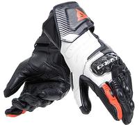 Dainese - Carbon 4 Long Lady Gloves, Guantes Moto Largos, Deportivos, en Piel, con Protecciones de Carbono en los Nudillos, Mujer, Negro/Blanco/Rojo Fluo, L