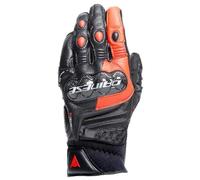 Dainese - Carbon 4 Short Gloves, Guantes Moto Cortos, de Piel, Protecciones de Carbono en los Nudillos, Hombre, Negro/Rojo Fluo, XS