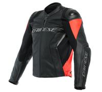 Dainese Chaqueta en la Piel Moto Hombre Racing 4 Cuero Negro/Rojo Protecciones