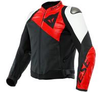 Dainese Sportiva Chaqueta de cuero para motocicleta, negro-blanco-rojo, tamaño 52 para Hombres