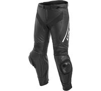 Dainese Delta 3 Pantalones de cuero moto perforada, Negro/Blanco, Talla 64