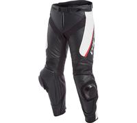 Dainese Delta 3 Pantalones de cuero para motocicleta, Negro/Blanco, Talla Long 122