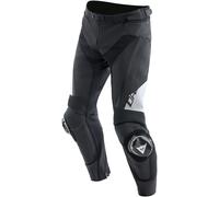 Dainese Delta 4 Pantalones de cuero de motocicleta, Negro/Blanco, Talla 56