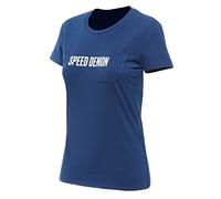 Dainese - Demon Pocket T-Shirt Wmn, Camiseta con Cuello Redondo, Mujer, Peonía Marina, S