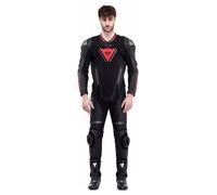 Dainese Demon Sprint Traje de cuero de moto de dos piezas, negro/negro/rojo, Talla 58