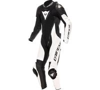 Dainese Demon Sprint Traje de cuero de moto perforado de una sola pieza, Negro/Blanco/Blanco, Talla 54