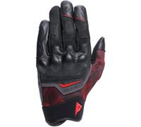 DAINESE - Guantes Ermex, Guantes de Verano para Moto, Transpirables con Inserciones de Malla, Protectores Rígidos en Nudillos, Refuerzos de Piel, Pantalla Táctil, Negro y Rojo Lava, Talla XL