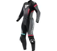 Dainese Fulminea S26 Traje de cuero de moto de dos piezas para mujeres, negro-rosa-azul, tamaño 52