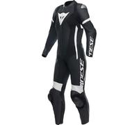 Dainese Grobnik 2.0 Tuta in pelle da moto da donna perforata in un pezzo unico, nero/nero/bianco, 46