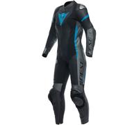 Dainese Grobnik Traje de cuero de motocicleta para damas de 1 pieza, negro-gris-azul, tamaño 52 para Mujer