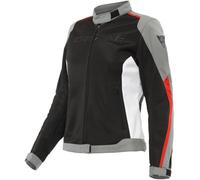 Dainese Hydraflux 2 Air D-Dry Damas motocicleta chaqueta textil, negro/gris/rojo, Talla 44