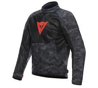 Dainese - Ignite Air Tex Jacket, Chaqueta de Moto de Verano, Tejido de Malla, Chaqueta de Moto para Hombre, Protecciones Suaves, Gris Camo/Negro/Rojo Fluo, 56